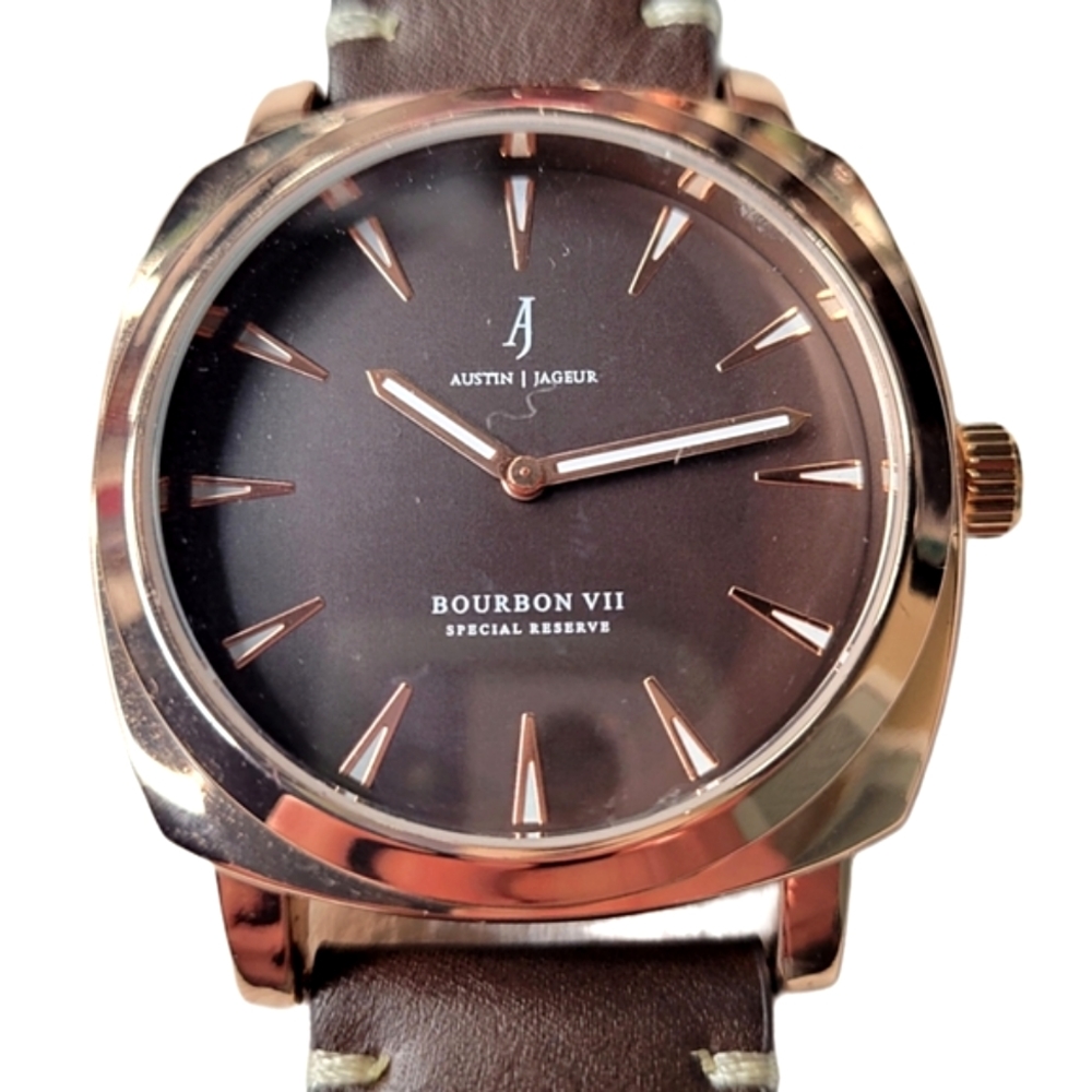 BOURBON Vll MEN'S AUSTIN JAGEUR BROWN LEATHER WATCH